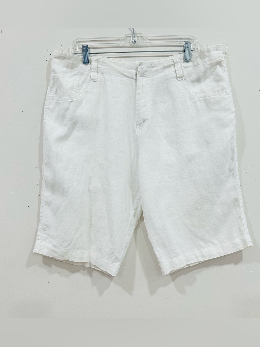 BRUNO Mens White 100% Linen Shorts Size L Summer Beach Casual Comfort